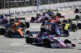 Sergio Perez (MEX) Racing Point F1 Team RP19 at the start of the race. 28.04.2019. Formula 1 World Championship, Rd 4, Azerbaijan Grand Prix, Baku Street Circuit, Azerbaijan, Race Day.