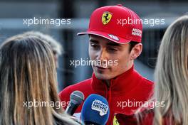 Charles Leclerc (MON) Ferrari with the media. 27.04.2019. Formula 1 World Championship, Rd 4, Azerbaijan Grand Prix, Baku Street Circuit, Azerbaijan, Qualifying Day.