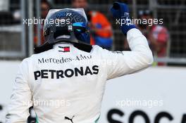 Valtteri Bottas (FIN) Mercedes AMG F1 celebrates his pole position in qualifying parc ferme. 27.04.2019. Formula 1 World Championship, Rd 4, Azerbaijan Grand Prix, Baku Street Circuit, Azerbaijan, Qualifying Day.