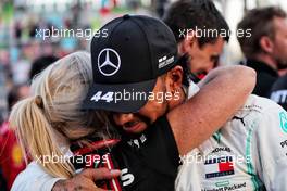 Lewis Hamilton (GBR) Mercedes AMG F1 celebrates in qualifying parc ferme with Angela Cullen (NZL) Mercedes AMG F1 Physiotherapist. 27.04.2019. Formula 1 World Championship, Rd 4, Azerbaijan Grand Prix, Baku Street Circuit, Azerbaijan, Qualifying Day.