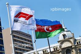 Circuit atmosphere - F1 and Azerbaijan flags. 28.04.2019. Formula 1 World Championship, Rd 4, Azerbaijan Grand Prix, Baku Street Circuit, Azerbaijan, Race Day.