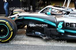 Valtteri Bottas (FIN) Mercedes AMG F1 W10 - sidepod detail. 18.02.2019. Formula One Testing, Day One, Barcelona, Spain. Monday.
