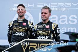 (L to R): Romain Grosjean (FRA) Haas F1 Team with team mate Kevin Magnussen (DEN) Haas F1 Team. 18.02.2019. Formula One Testing, Day One, Barcelona, Spain. Monday.