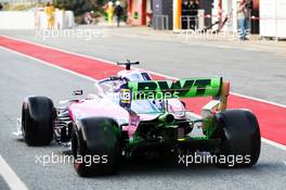 Sergio Perez (MEX) Racing Point F1 Team RP19 leaves the pits. 18.02.2019. Formula One Testing, Day One, Barcelona, Spain. Monday.
