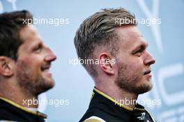 Kevin Magnussen (DEN) Haas F1 Team with team mate Romain Grosjean (FRA) Haas F1 Team. 18.02.2019. Formula One Testing, Day One, Barcelona, Spain. Monday.