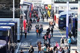 The paddock. 18.02.2019. Formula One Testing, Day One, Barcelona, Spain. Monday.