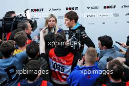 George Russell (GBR) Williams Racing with the media. 21.02.2019. Formula One Testing, Day Four, Barcelona, Spain. Thursday.
