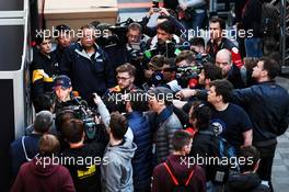 Pierre Gasly (FRA) Red Bull Racing with the media. 21.02.2019. Formula One Testing, Day Four, Barcelona, Spain. Thursday.