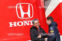 (L to R): Toyoharu Tanabe (JPN) Honda F1 Technical Director with Christian Horner (GBR) Red Bull Racing Team Principal. 21.02.2019. Formula One Testing, Day Four, Barcelona, Spain. Thursday.