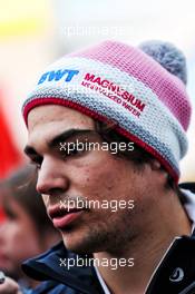 Lance Stroll (CDN) Racing Point F1 Team with the media. 19.02.2019. Formula One Testing, Day Two, Barcelona, Spain. Tuesday.