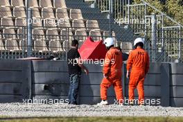 Tyre barrier where Pierre Gasly (FRA) Red Bull Racing crashed. 28.02.2019. Formula One Testing, Day Three, Barcelona, Spain. Thursday.