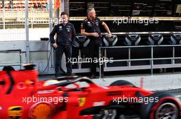 Sebastian Vettel (GER) Ferrari SF90 passes Christian Horner (GBR) Red Bull Racing Team Principal (Left) and Jonathan Wheatley (GBR) Red Bull Racing Team Manager (Right). 26.02.2019. Formula One Testing, Day One, Barcelona, Spain. Tuesday.