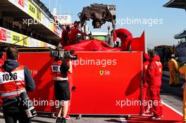 The Ferrari SF90 of Sebastian Vettel (GER) Ferrari is recovered back to the pits on the back of a truck. 27.02.2019. Formula One Testing, Day Two, Barcelona, Spain. Wednesday.