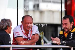 (L to R): Alain Prost (FRA) Renault F1 Team Special Advisor; Frederic Vasseur (FRA) Alfa Romeo Racing Team Principal; and Louis Bordes (FRA) Renault F1 Team Head of Marketing and Communications. 30.08.2019. Formula 1 World Championship, Rd 13, Belgian Grand Prix, Spa Francorchamps, Belgium, Practice Day.