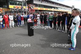 The grid pays its respects to Anthoine Hubert with a minutes silence. 01.09.2019. Formula 1 World Championship, Rd 13, Belgian Grand Prix, Spa Francorchamps, Belgium, Race Day.