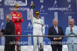 Valtteri Bottas (FIN) Mercedes AMG F1 celebrates his third position on the podium. 01.09.2019. Formula 1 World Championship, Rd 13, Belgian Grand Prix, Spa Francorchamps, Belgium, Race Day.