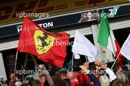 Ferrari and Italian flags. 01.09.2019. Formula 1 World Championship, Rd 13, Belgian Grand Prix, Spa Francorchamps, Belgium, Race Day.