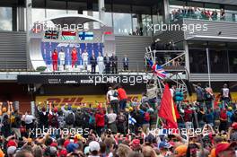 The podium (L to R): Laurent Mekies (FRA) Ferrari Sporting Director; Lewis Hamilton (GBR) Mercedes AMG F1, second; Charles Leclerc (MON) Ferrari, race winner; Valtteri Bottas (FIN) Mercedes AMG F1, third. 01.09.2019. Formula 1 World Championship, Rd 13, Belgian Grand Prix, Spa Francorchamps, Belgium, Race Day.