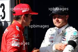 (L to R): race winner Charles Leclerc (MON) Ferrari with third placed Valtteri Bottas (FIN) Mercedes AMG F1 in parc ferme. 01.09.2019. Formula 1 World Championship, Rd 13, Belgian Grand Prix, Spa Francorchamps, Belgium, Race Day.