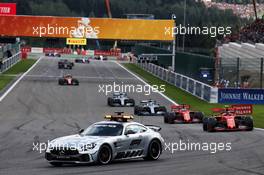 Charles Leclerc (MON) Ferrari SF90 leads behind the FIA Safety Car. 01.09.2019. Formula 1 World Championship, Rd 13, Belgian Grand Prix, Spa Francorchamps, Belgium, Race Day.