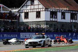 Charles Leclerc (MON) Ferrari SF90 leads behind the FIA Safety Car. 01.09.2019. Formula 1 World Championship, Rd 13, Belgian Grand Prix, Spa Francorchamps, Belgium, Race Day.