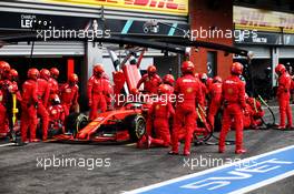 Sebastian Vettel (GER) Ferrari SF90 makes a pit stop. 01.09.2019. Formula 1 World Championship, Rd 13, Belgian Grand Prix, Spa Francorchamps, Belgium, Race Day.