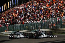 Lewis Hamilton (GBR) Mercedes AMG F1 W10 leads team mate Valtteri Bottas (FIN) Mercedes AMG F1 W10. 01.09.2019. Formula 1 World Championship, Rd 13, Belgian Grand Prix, Spa Francorchamps, Belgium, Race Day.