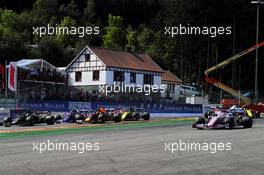 Sergio Perez (MEX) Racing Point F1 Team RP19 runs wide at the start of the race. 01.09.2019. Formula 1 World Championship, Rd 13, Belgian Grand Prix, Spa Francorchamps, Belgium, Race Day.