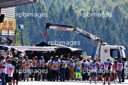 The Mercedes AMG F1 W10 of Lewis Hamilton (GBR) Mercedes AMG F1 is recovered back to the pits on the back of a truck. 31.08.2019. Formula 1 World Championship, Rd 13, Belgian Grand Prix, Spa Francorchamps, Belgium, Qualifying Day.