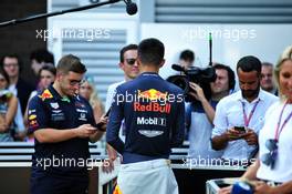 Alexander Albon (THA) Red Bull Racing with the media. 31.08.2019. Formula 1 World Championship, Rd 13, Belgian Grand Prix, Spa Francorchamps, Belgium, Qualifying Day.