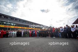 F1, F2, and F3 pay their respects to Anthoine Hubert. 01.09.2019. Formula 1 World Championship, Rd 13, Belgian Grand Prix, Spa Francorchamps, Belgium, Race Day.