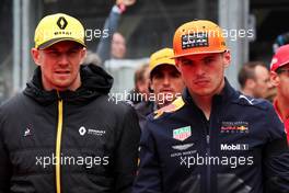 (L to R): Nico Hulkenberg (GER) Renault F1 Team with Max Verstappen (NLD) Red Bull Racing on the drivers parade. 01.09.2019. Formula 1 World Championship, Rd 13, Belgian Grand Prix, Spa Francorchamps, Belgium, Race Day.