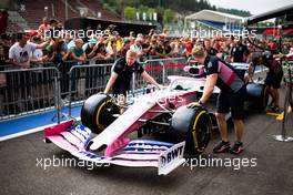 Racing Point F1 Team RP19 pushed down the pit lane. 29.08.2019. Formula 1 World Championship, Rd 13, Belgian Grand Prix, Spa Francorchamps, Belgium, Preparation Day.