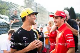 (L to R): Daniel Ricciardo (AUS) Renault F1 Team with Charles Leclerc (MON) Ferrari. 29.08.2019. Formula 1 World Championship, Rd 13, Belgian Grand Prix, Spa Francorchamps, Belgium, Preparation Day.