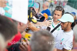 Lewis Hamilton (GBR) Mercedes AMG F1 signs autographs for the fans. 29.08.2019. Formula 1 World Championship, Rd 13, Belgian Grand Prix, Spa Francorchamps, Belgium, Preparation Day.