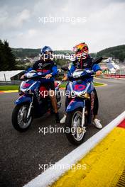Pierre Gasly (FRA) Scuderia Toro Rosso rides the circuit on a Scooter. 29.08.2019. Formula 1 World Championship, Rd 13, Belgian Grand Prix, Spa Francorchamps, Belgium, Preparation Day.