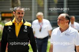 (L to R): Cyril Abiteboul (FRA) Renault Sport F1 Managing Director with Frederic Vasseur (FRA) Alfa Romeo Racing Team Principal. 29.03.2019. Formula 1 World Championship, Rd 2, Bahrain Grand Prix, Sakhir, Bahrain, Practice Day