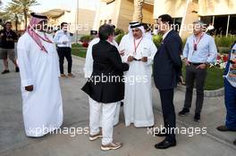 Crown Prince Shaikh Salman bin Isa Hamad Al Khalifa (BRN) (Centre) with Kate Beavan, Formula One Global Director of Hospitality, Experiences and Packages (Left). 29.03.2019. Formula 1 World Championship, Rd 2, Bahrain Grand Prix, Sakhir, Bahrain, Practice Day