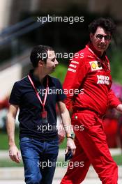 (L to R): Nicolas Todt (FRA) Driver Manager with Mattia Binotto (ITA) Ferrari Team Principal. 29.03.2019. Formula 1 World Championship, Rd 2, Bahrain Grand Prix, Sakhir, Bahrain, Practice Day