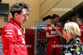 (L to R): Mattia Binotto (ITA) Ferrari Team Principal with Corinna Schumacher (GER). 29.03.2019. Formula 1 World Championship, Rd 2, Bahrain Grand Prix, Sakhir, Bahrain, Practice Day