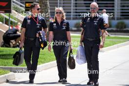 (L to R): Christian Horner (GBR) Red Bull Racing Team Principal with Jayne Poole (GBR) Red Bull Racing HR Director, and Adrian Newey (GBR) Red Bull Racing Chief Technical Officer. 29.03.2019. Formula 1 World Championship, Rd 2, Bahrain Grand Prix, Sakhir, Bahrain, Practice Day