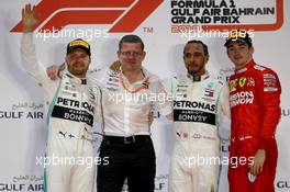 1st place Lewis Hamilton (GBR) Mercedes AMG F1, 2nd place Valtteri Bottas (FIN) Mercedes AMG F1 and 3rd place Charles Leclerc (MON) Ferrari. 31.03.2019. Formula 1 World Championship, Rd 2, Bahrain Grand Prix, Sakhir, Bahrain, Race Day.