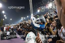 Valtteri Bottas (FIN) Mercedes AMG F1 celebrates his second position in parc ferme. 31.03.2019. Formula 1 World Championship, Rd 2, Bahrain Grand Prix, Sakhir, Bahrain, Race Day.