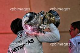 Race winner Lewis Hamilton (GBR) Mercedes AMG F1 celebrates on the podium. 31.03.2019. Formula 1 World Championship, Rd 2, Bahrain Grand Prix, Sakhir, Bahrain, Race Day.
