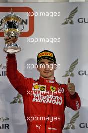 Charles Leclerc (MON) Ferrari celebrates his third position on the podium. 31.03.2019. Formula 1 World Championship, Rd 2, Bahrain Grand Prix, Sakhir, Bahrain, Race Day.