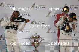 Lewis Hamilton (GBR) Mercedes AMG F1 W10 and Valtteri Bottas (FIN) Mercedes AMG F1. 31.03.2019. Formula 1 World Championship, Rd 2, Bahrain Grand Prix, Sakhir, Bahrain, Race Day.
