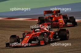 Sebastian Vettel (GER) Ferrari SF90 leads team mate Charles Leclerc (MON) Ferrari SF90. 31.03.2019. Formula 1 World Championship, Rd 2, Bahrain Grand Prix, Sakhir, Bahrain, Race Day.