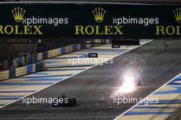 Lance Stroll (CDN) Racing Point F1 Team RP19 sends sparks flying. 31.03.2019. Formula 1 World Championship, Rd 2, Bahrain Grand Prix, Sakhir, Bahrain, Race Day.