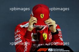 Charles Leclerc (MON) Ferrari in the post qualifying FIA Press Conference. 30.03.2019. Formula 1 World Championship, Rd 2, Bahrain Grand Prix, Sakhir, Bahrain, Qualifying Day.