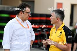 (L to R): Nicholas Tombazis (GRE) FIA Head of Single-Seater Technical Matters with Nick Chester (GBR) Renault F1 Team Chassis Technical Director. 31.03.2019. Formula 1 World Championship, Rd 2, Bahrain Grand Prix, Sakhir, Bahrain, Race Day.